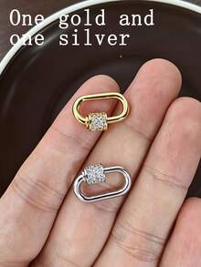 1/2pcs Oval Screw Lock Clasp Jewelry Connector, Micro-Inlaid Cubic Screw Necklace Connector, Copper Material, Gold Snap Button, Silver Hook Clasp, Necklace Bracelet Connector, Suitable For Jewelry Making Accessories - Pearl Button - View 7