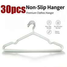 10pcs/20pcs/30pcs/40pcs Adult Non-Slip Coated Hangers, Lightweight Luxury Home Wardrobe Hangers, Suitable For Shirts And Trousers, Minimalist Fashion Spring/Summer Style, Modern Color Non-Slip Plastic Hangers, Daily Home Use - White - View 14