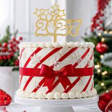 1pc/3pcs/9pcs Gold Hello 2027 Acrylic Cake Toppers, New Year Christmas Party Cake Decorations - Multicolor - View 5