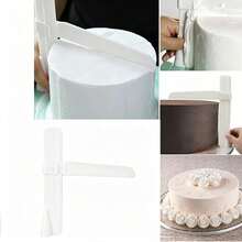 1pc White Right Angle Cake Scraper, Adjustable Cake Smoothing Tool For Cream Frosting, Baking Cake Piping Assistant, Cake Right Angle Edge Trimming Scraper, Compatible With Cake Turntable, Plastic Spatula, DIY Birthday Cake Dessert Pastry Cream Surface Leveling And Edge Trimming Baking Tool - View 5