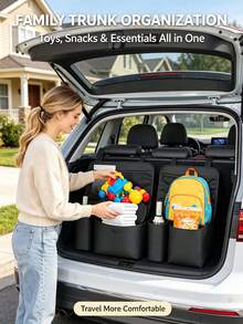 1pc Car Trunk Multi-Function Storage Bag, Off-Road Vehicle Seat Back Storage Rack, Car Accessories, Multi-Function Hanging Storage, Rear Seat Storage Bag, Space-Saving, Keep Car Interior Clean And Organized, Car Essentials - Black - View 3