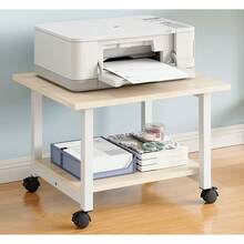 Mesa para Impresora, Soporte para Impresora, Soporte para Impresora de 2 Niveles, Carrito de Impresora, Soporte para Carrito de Impresora Rodante para El Blanco - Multicolor - Ver 2