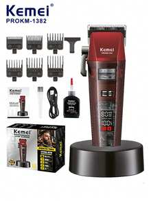 Kemei PROKM-1382 Upgraded Men's Hair Clipper USB Rechargeable Long Battery Life Electric Hair Trimmer With Charging Base 21-Speed Adjustable Power Hair/Beard Trimmer With Digital Display Wireless Electric Scissors Gift For Men - Multicolor - View 14