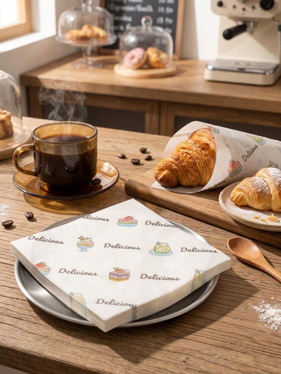 200pcs Food Paper, Sandwich Paper, Baking Decoration Greaseproof Paper, Suitable For Toast, Cake, Dessert, Bread And Tray Liners 50/100/200pcs