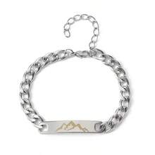 diffone Fashion Stainless Steel Link Chain Bracelet Letter Mountain/Waves/Cross For Men Armband Jewelry - Silver - View 9