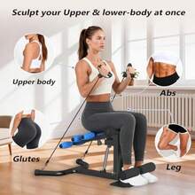 Squat Machine, Adjustable Leg Workout Equipment, Deep Squat Machine For Women Men, Glutes Exercise Machine For Home Gym - Black/Blue - View 2