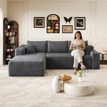 Sofa Grey Made Of Fabric For Living Room - 深灰色 3 人座 - 查看 2