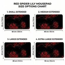Red Spider Lily Pattern Extra Long Gaming Mouse Pad And Desk Mat Set, Non-Slip Durable Rubber Base, Smooth Surface, Suitable For Computer Laptop Office Home, Abstract Art Decor, Back To School Supplies - A - View 6