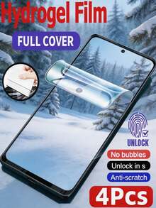 LissKas 4Pcs HD Hydrogel Flexible Soft Film Full Coverage Scratch Resistant Compatible With Oppo Reno/ Explosion-Proof Mobile Phone Screen Protector, Non Glass, Supports Fingerprint Recognition - Clear - View 108