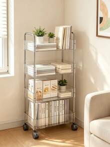 2/3/4-Tier Transparent Acrylic Storage Cart, Metal Frame Multi-Layer Mobile Storage Cart, Rolling Storage Rack, Large Capacity Kitchen Storage Cart, Bathroom Toiletries Storage Cart, Bedroom Bedside Storage Cart, Living Room Snack & Beverage Cart, Cosmetics & Skincare Storage Rack, Office Books & Documents Organizer Cart, Open Multi-Layer Storage Rack, Transparent Mobile Storage Cart - Clear - View 2