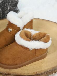 1 Pair Kids Winter Snow Boots Fashion Minimalist Ball Pendant Student Children Boots - Khaki - View 7