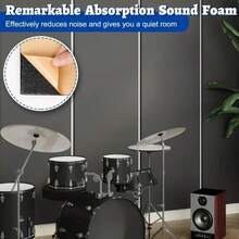 [1 Roll]High Density Self-Adhesive Acoustic Foam Soundproofing Noise Reduction Vibration Dampening Pad DIY Audio Room Recording Studio Back Adhesive Foam Board Easy To Cut Multi-Purpose - Black - View 10
