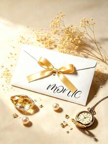 Custom Name Envelopes With Ribbon Bows, Sparkling Wedding Invitation Envelopes, Cash Envelopes, And Favor Gift Bags For Christmas, Thanksgiving - Multi-color - Bow Envelope - View 3