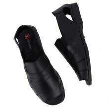 Chinelo Masculino Sandalia De Couro Casual Com Forro Macio Palmilha Espumada Confortavel Sola De Borracha Estilo Moderno Moda Praia E Passeio - Preto - Visão 7