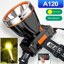 Lampu Kepala LED Daya Tinggi XHP360, Lampu Sorot Jarak Jauh, Dapat Diisi Ulang USB Tipe-C, Lampu Kepala dengan Sensor Gerak untuk Berkemah - Perak - View 12