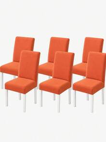 1/4/6pcs Solid Color Pattern Chair Covers, Modern Minimalist Digital Print Stretch Dining Chair Covers, All-Season Suitable For Living Room, Home, Restaurant, Banquet, Party, Holiday Decoration - Coral Orange - View 13