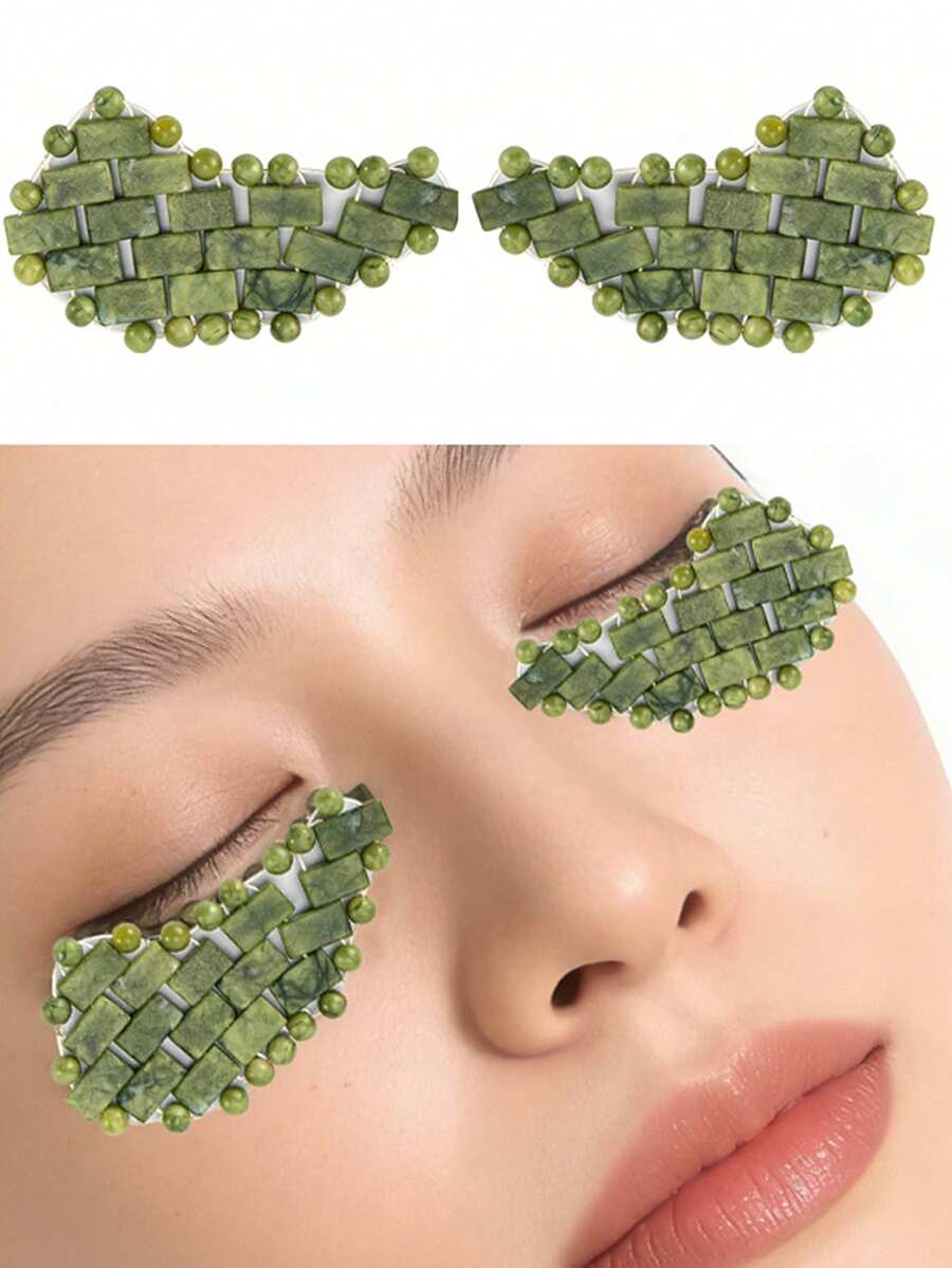 INYUSUN A Jade Eye Mask That Cools The Eyes And Relieves Eye Fatigue. It Is A Reusable Skincare Tool Suitable For Women. - Green - View 1