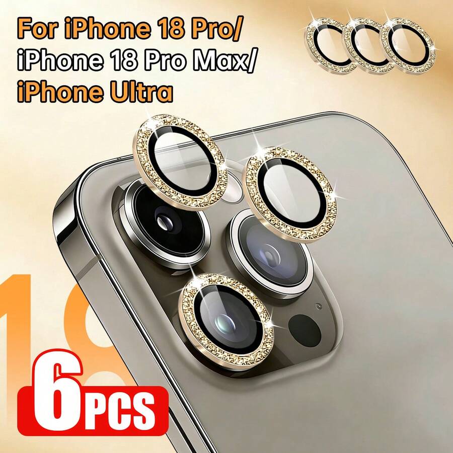 Yezodawee Scratch-Resistant Ultra-Clear Tempered Glass Camera Lens Protector, Compatible With IPhone 16 6.1 Inch, 16 Plus 6.7 Inch, 9H Tempered Glass Metal Independent Ring Cover, High Definition Transparent, Compatible With IPhone 17 Pro Max/17 Pro/17 Air/17/15 Pro Max/14 Plus/13/12/11/15 Pro/15 Plus/14 Pro, Perfect Fit, Scratch-Resistant, Compatible With Phone Cases (3pcs/Pack, Black) - Gold - View 1