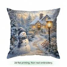 4 Stücke/1 Stück Winterliche Schneehütten-Muster Kissenbezug ohne Füllung, einseitig bedruckter Kissenbezug, geeignet für Wohnzimmer, Schlafzimmer, Heimdekoration, ganzjährig verwendbarer Kissenbezug - Verschiedenfarbig - Übersicht 14