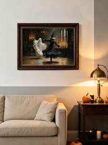 1 Piece Ghost Witch Dancing Painting Poster Dark Academia Print Picture Gothic Wall Arts Vintage Wall Picture Halloween Wall Artwork Living Room Wall Decor No Frame - Cartoon - View 4