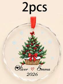 Custom Couple Christmas Tree Ornament 2026, Personalized Holiday Hanging Decor, Romantic Xmas Tree Decoration, Customized Name Keepsake For Home, Customizable Christmas Gift For Couples, Festive Seasonal Ornament, Christmas Decorations, Family - Style C - View 11