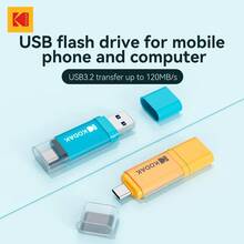 Kodak 2-In-1 Type-C USB3.2 OTG 64GB/128GB/256GB Dual Interface Metal USB Flash Drive, Compatible With IPhone 15/16/17, IPad Mini 6 2021, MacBook, Android Smartphones (With USB-C OTG Function) - View 2