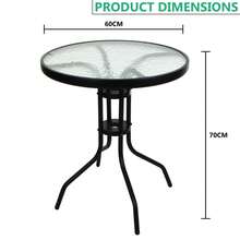Crystals Tempered Glass Top Patio Table - Black - View 2