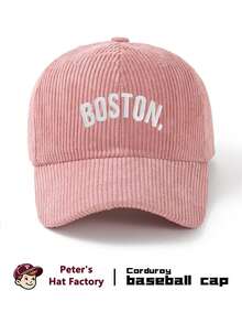 1pc Unisex Semi-Circle BOST Embroidered Corduroy Baseball Cap, Fashionable Sports Duck Bill Hat, Sun Protection Breathable Outdoor Hat, Adjustable Hat Circumference, Suitable For Outdoor Sports, Camping, Climbing, Fishing - A - View 14