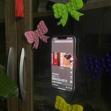 pdva 2pcs Butterfly Double-Sided Silicone Suction Cup Phone Holder, Portable Hands-Free Phone Stand, Random Colors, Suitable For Shower, Makeup And Selfie - Phone Back Sticker - View 5