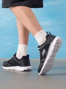 Skechers 男士輕量運動跑步鞋 BURNS 2.0 繫帶運動鞋 輕量舒適透氣休閒鞋 8790359-BKW - 黑色/白色 - 查看 5