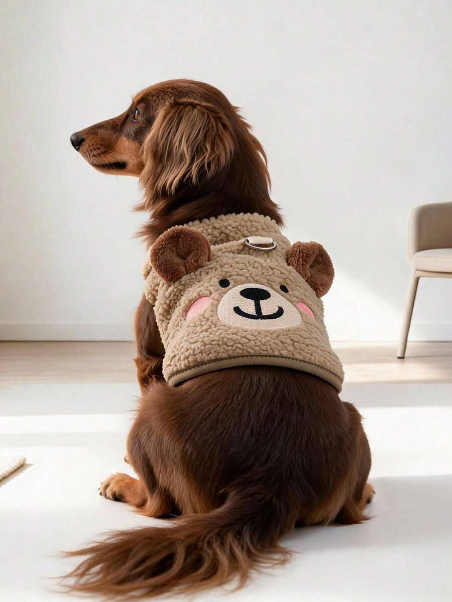 1pc Pet Clothes Dog Cat Apparel Clothing Small Dog Puppy Cute Pet Clothes Dog Apparel Clothing Small Dog Autumn Winter Warm Comfortable Fleece Vest - Little Bear - Multicolor - View 1