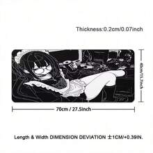 Japan Anime Girl Mousepad, Extra Large Desk Mat, Office Pc Computer Accessories Mouse Pad, Gaming XXL Keyboard Mat, Non-Slip Desk Mat, For Home And Office, Black White Extended Painting Mouse Mat Carpet - View 17