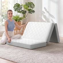 Tri Fold Foldable Mattress 4 Inch Memory Foam Portable Folding Floor Guest Bed Convertible Lounger Mat With Removable Washable Cover Storage Bag Non Slip Bottom For Camping Travel Home RV White - Twin - View 2