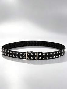 1pc Round Rivet Sequin Punk Style Belt For Men And Women - Black - View 6