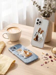 1pc Personalized Dog Or Cat Cute Design Phone Grip Holder, Custom Photo And Text Phone Grip, Funny Pet Grip, Unique Gift For Pet Lover - Multicolor - View 4