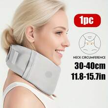 RPPR 1 Pc- Adjustable Double Layered Breathable Neck Brace Cervical Collar, Soft Foam Wraps With Detachable Wash Cover, Comfortable Neck Support Brace For Night Time, Daily Life, Travel, Driving, Grey- For Neck Circumference:30-40cm/ 7.8-15.7in - Light Grey - View 9