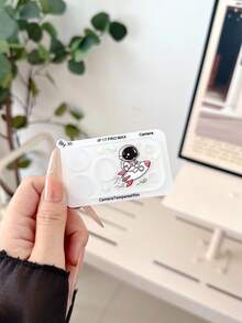1pc Cute Astronaut Rocket Cartoon Print Full Coverage 9H Hardness Camera Lens Protector, Compatible With IPhone 18promax/18Pro/17promax/17pro, Space Planet Pattern, Anti-Oil, Anti-Drop, Anti-Explosion, Bubble-Free, Auto-Adsorption, Easy Installation Protective Film - Clear - View 4