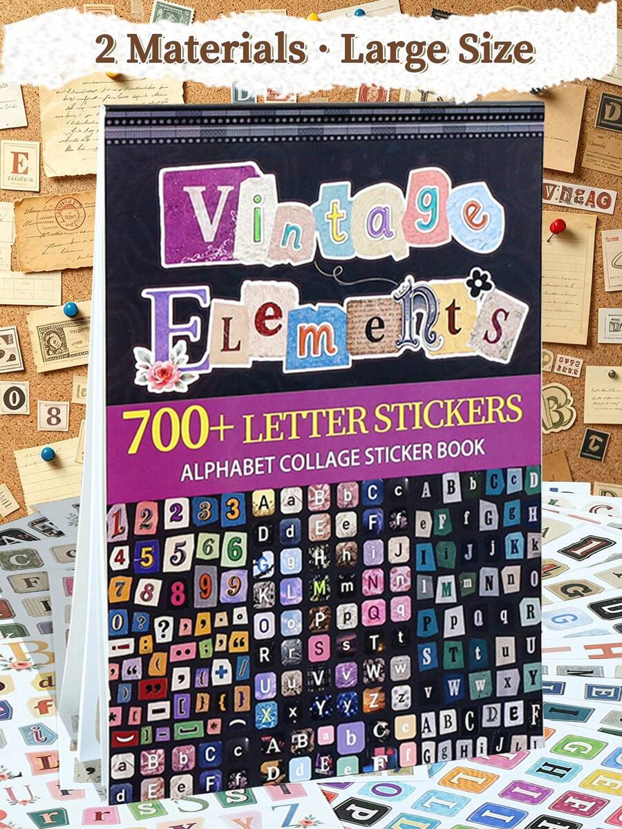 DanSoul 20 Sheets Large Vintage Aesthetic Letter Decorative Stickers Book, Pre-Cut Matte PET Creative Scrapbooking Material For Adults, Suitable For Planner Stationery Office DIY Collage