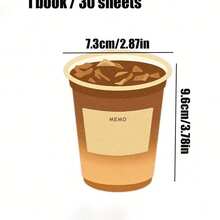30 Sheets Cute Coffee Pattern Sticky Notes, Minimalist Memo Pads For Daily Reminders, School And Office Supplies - one-size - View 3