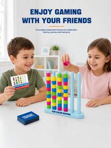 Juego de mesa divertido de clasificación de colores - Bloques de construcción apilables de razonamiento lógico para niños - Juguete educativo interactivo de entrenamiento de concentración para padres e hijos - Multicolor - Ver 4