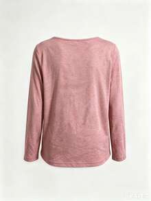 Women's Cherry Pattern Casual Versatile Daily Long Sleeve T-Shirt - Pink - View 6