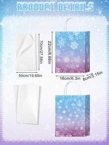 10/5/1pc Winter Snowflake Gift Bags, Blue-Purple Gradient Snowflake Gift Bags With Tissue Paper, Holiday Kraft Paper Handheld Party Favor Bags, Suitable For Christmas, Birthday, Wedding Celebration - Multicolor - View 3
