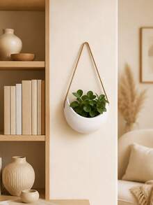1pc Crescent Moon Hanging Planter With Rope, Moon Shaped Wall Hanging Plant Pot For Succulents & Trailing Plants, Boho Indoor Plant Holder, Home Decor For Living Room Bedroom Balcony - A - View 12
