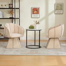 Ergonomic Reclining Armchair Beige Chenille - Scandinavian Style - 駝色 - 查看 11