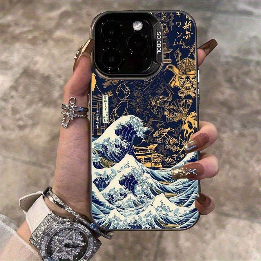 Phone Case - Vintage Wave Pattern Suitable For TPU For Iphone 16 Pro Max Phone Case For Iphone 15 Pro Max/14/16 Plus/15/13P/12/11/X/Xr/Xs Max Durable Anti-Drop Silver, Protective Case High Aesthetic - 透黑 - 查看 1