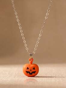 suteyi Halloween Themed Necklace, Horror Ghost Screaming Pumpkin Bat Cupcake Pendant Necklace, Halloween Party Costume Accessory, Suitable For Daily Wear And Holiday Gift - Multicolor - View 9