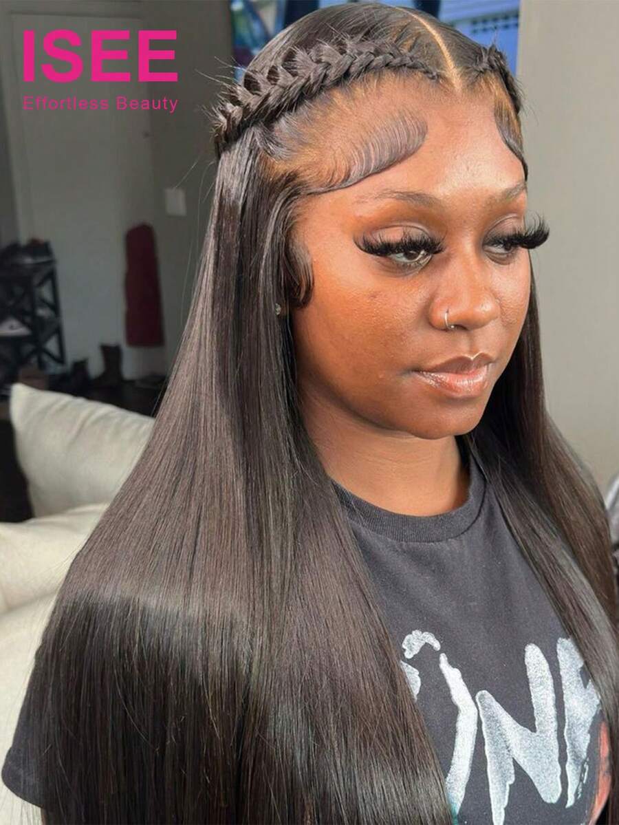 ISEE Hair Straight Human Hair 18-26 Inch 180% Density Wear And Go Glueless Wig Pre Braided Snug Fit Bleached Knots Pre-Cut 9x6 Lace Elastic Drawstring Natural Color Free Shipping Daily Use For Beginners - SNatural - View 1