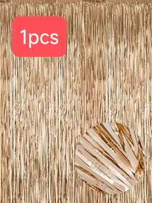 1/2/3/4/6 Pcs Shiny Gold Fringe Curtain For Hanging As Birthday Party Backdrop, Suitable For Decorating Backgrounds Of Birthday Parties, Weddings, All Kinds Of Festivals And Themed Parties, And Serving As Photo Props For Parties - Light Gold - View 9