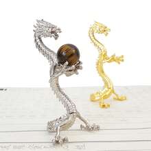 Crystal Ball Stand With Hand-Carved Dragon Pattern, Gold Or Silver Color Options, Desktop Display Ornament, Meditation Altar Decor - 1PC - View 6