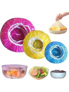 60pcs Colorful Elastic Food Covers, Suitable For Various Bowls And Plates. Available In 3 Colors. These Reusable Elastic Food Covers Can Replace Aluminum Foil, Perfect For Home Use And Outdoor Picnics. - Multicolor - View 7